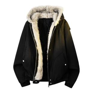 FIDO DIDO座山雕美式小众潮牌加厚棉衣宽松毛领棉服外套男女秋冬