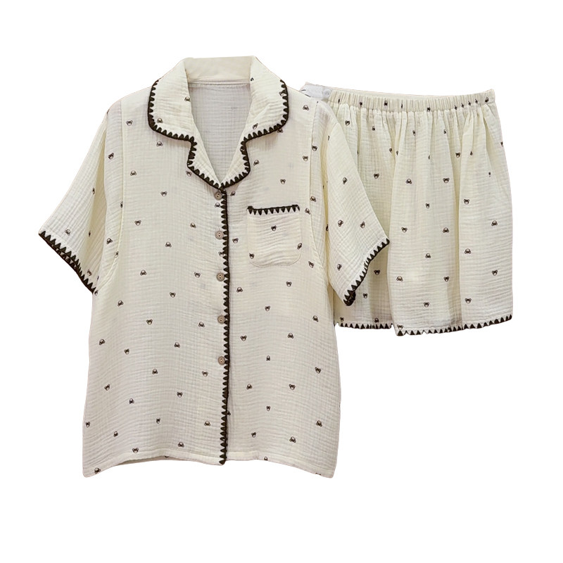 婧麒夏季薄款带垫哺乳月子家居服