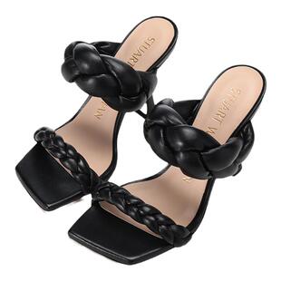 Stuart Weitzman女士编织一字带高跟凉拖鞋10cm PLAYA 100 SANDAL