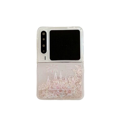 闪粉亮片流沙烟花城堡适用华为PuraX折叠屏手机壳pocket2手链小米mixflip2三星zflip7硬壳OPPOFindN3Flip荣耀