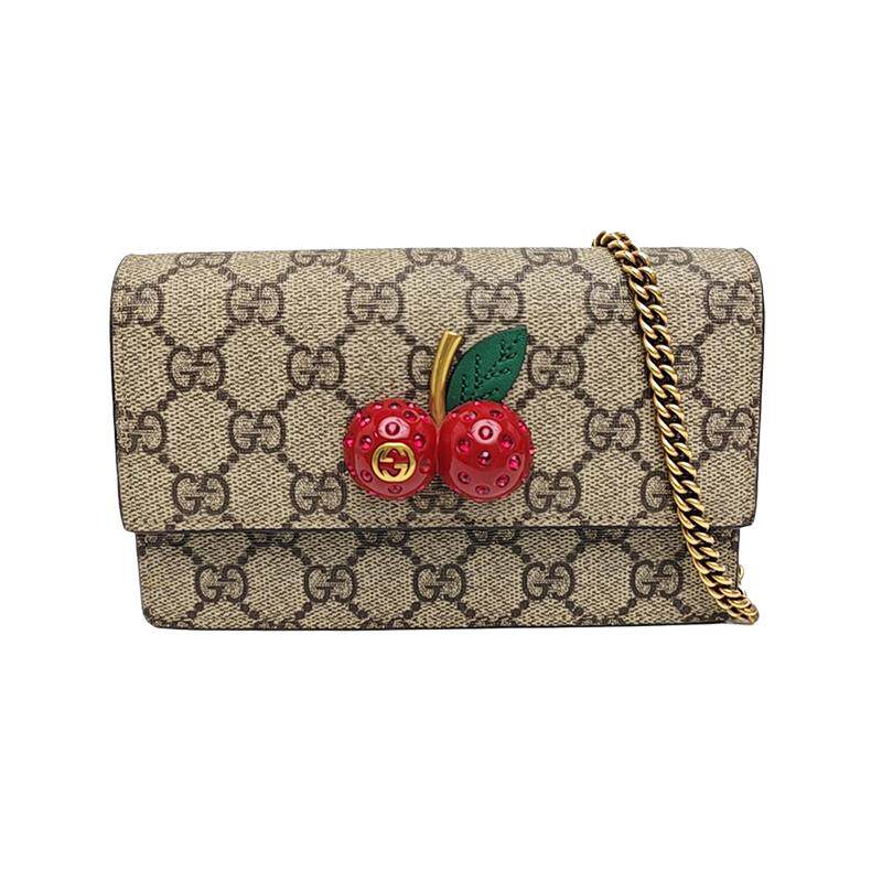 【自营】Gucci/古驰中古98新GUCCI米色老花樱桃包/GG Supreme