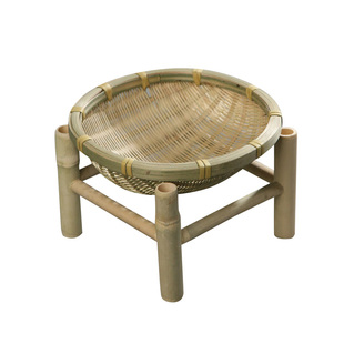 手工竹编干果盘水果篮竹篓茶点盘创意家用竹筐收纳筐篮子圆形簸箕