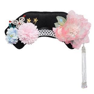 儿童格格写真旗头假发满清发型头花古装宫廷造型古风假发头饰组合