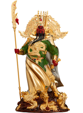 纯铜鎏金武财神关公神像供奉摆件