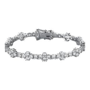 满钻十字架莫桑石手链银镀18K金仿钻石手镯时尚嘻哈潮流男女情侣