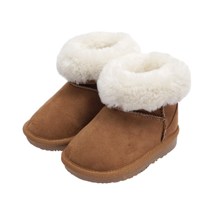 TOPSTAR儿童雪地靴冬季加绒女童加厚保暖男童靴子毛毛领宝宝棉靴