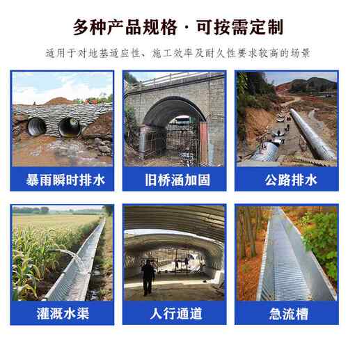 大口径金属波纹涵管Q355碳钢材质公路排水预埋钢波纹管涵DN800