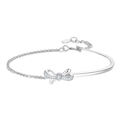 【生日礼物】周大生蝴蝶结手链银