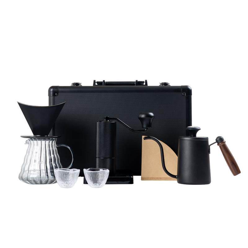 Lhopan 手冲咖啡壶套装礼盒 咖啡全套手冲壶磨豆机分享壶手提铝盒