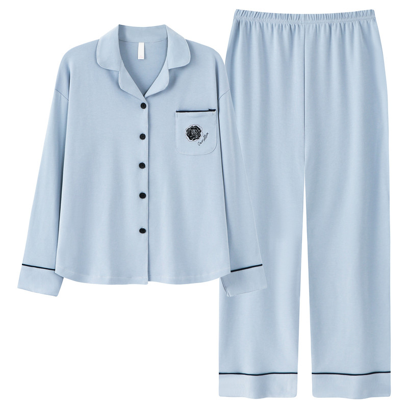 纯棉可外穿长袖家居服两件套