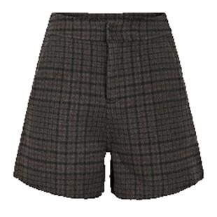 S·DEER圣迪奥女装冬季时尚休闲撞色格纹毛呢A字短裤S21480901