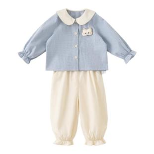 女童早春装女宝宝套装春季小女孩衬衫衣服洋气长袖上衣童装春秋款