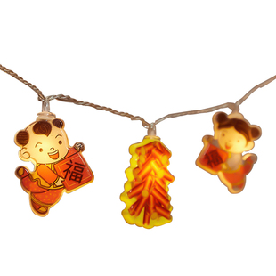 元旦装饰品福字鞭炮小彩灯闪灯挂饰场景布置喜庆氛围门挂饰入户门