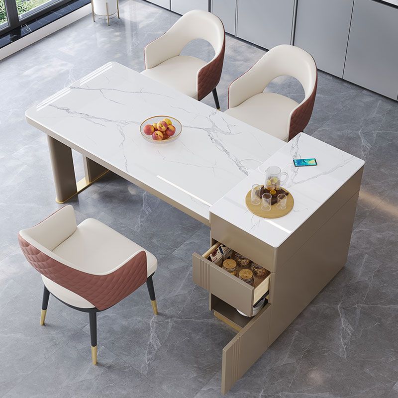 L7岩板餐桌轻奢小户型餐桌一体伸缩现代茶简约家用多功能两用茶桌