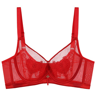商场同款MYBODY文胸大胸显小聚拢超薄杯网纱立体水溶花蕾丝内衣女