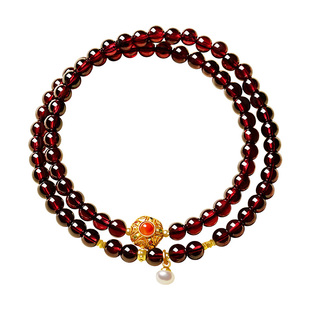 宫里上新石榴石手链官方旗舰店女天然红色手串多圈生日礼物送妈妈