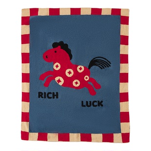 新款2026年马年喜庆毛毯沙发毯加厚针织半边绒客厅办公室午休毯子