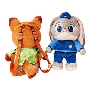 迪士尼正版疯狂动物城可爱双肩背包朱迪兔子警官毛绒玩偶秋冬包包