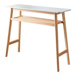 靠墙实木长条吧台桌北欧简约家用客厅阳台奶茶店双层酒吧桌椅组合