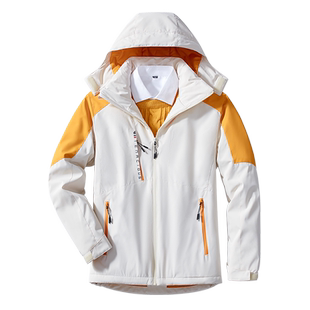 Simboo信步户外冲锋衣男女防寒防风潮牌拼色登山服外套加厚大码冬