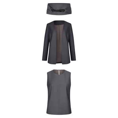 VERTOW灰色无领西装套装羊毛