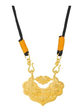 古法沙金锦鲤祥云项链如意锁