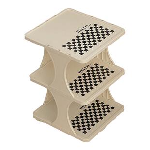 ins简约奶油风棋盘格家用叠加鞋架宿舍门口玄关鞋子收纳架置物架