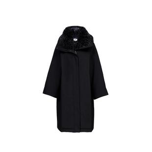 绫致ONLY2025冬季新款90白鸭绒保暖中长款连帽毛领羽绒服女