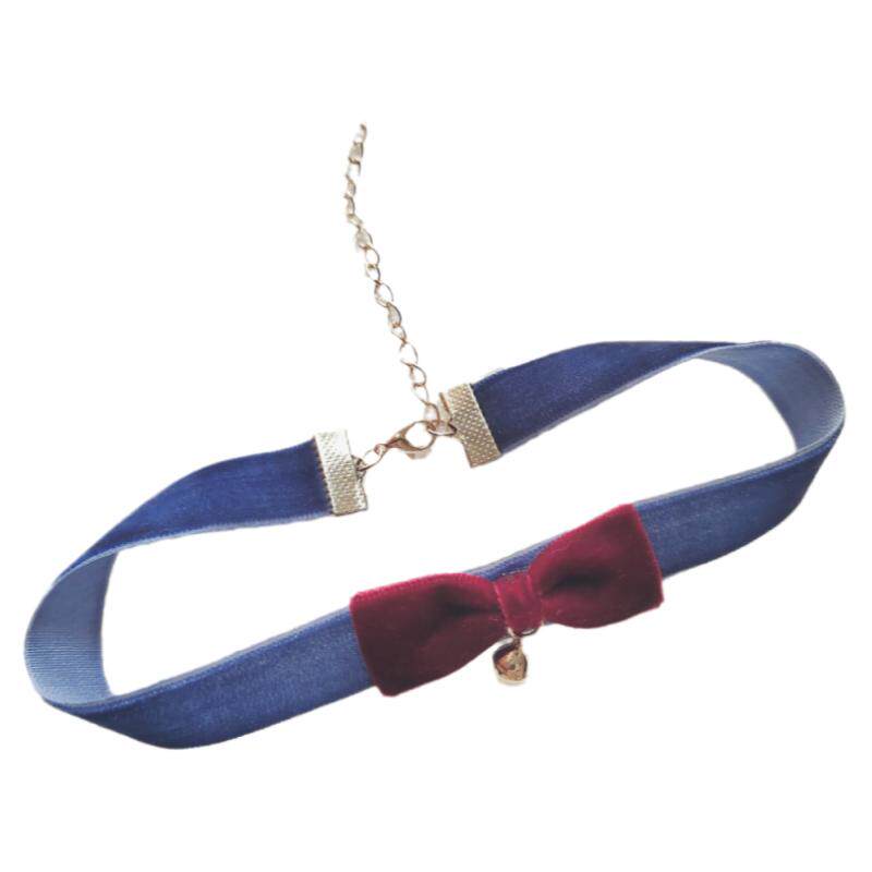 在逃公主铃铛酒红蝴蝶结雾霾蓝秋冬项圈颈带短款锁骨项链女choker