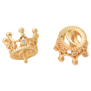 高保铜镀18K金镶锆皇冠吊坠托手工diy项链羊眼珍珠钉带针半孔珠托