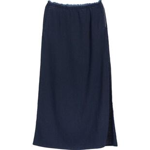 【新品】素然 WHM 26夏女士手工扎染靛蓝染斜纹棉开衩直身长半裙