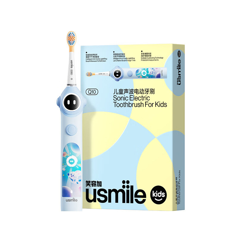 笑容加usmile儿童电动牙刷生日礼物礼盒3-12岁宝宝音乐软毛刷Q20