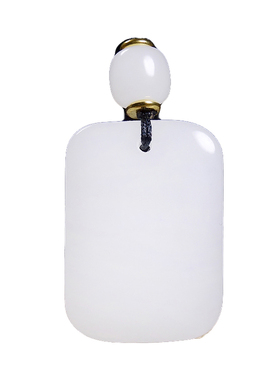 新疆和田羊脂白金丝玉平安无事牌