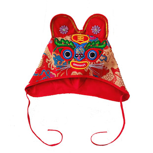 虎头帽婴儿纯手工老虎帽2025春秋新款男女宝宝满月周岁中国风帽子