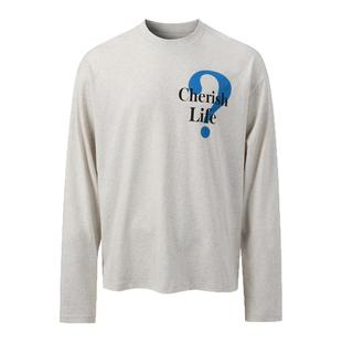 NOVACAM 美式复古趣味符号问号印花cleanfit国潮秋打底长袖T恤