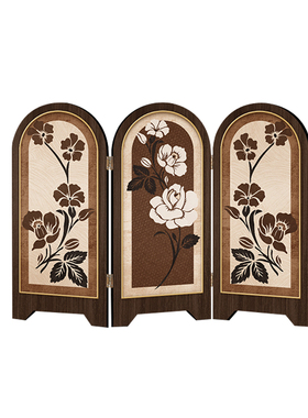 中古风花卉屏风桌面摆件