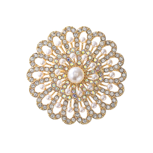 新款奢华气质优雅珍珠花朵胸针高级感服装别针胸花领口防走光固定