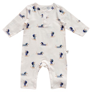 ins北欧婴儿长袖连体衣宝宝连身爬服无骨A类棉质春秋冬打底睡衣