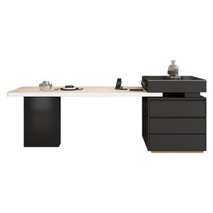 意式岩板中岛台餐桌一体式可伸缩家用小户型高端开放式厨房工作台