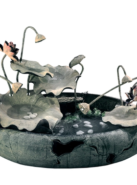 中式风仿古落地喷泉造景养鱼池