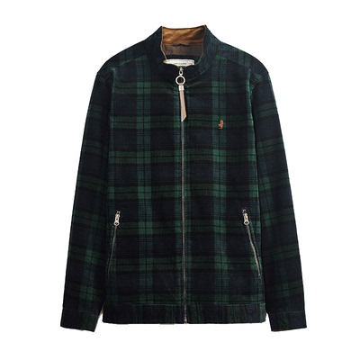 MCS立领灯芯绒保暖格子夹克外套