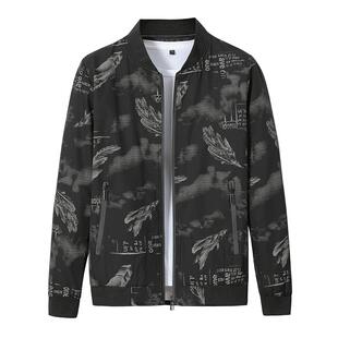 夹克外套男立领棒球服男装中青年秋冬加绒加厚时尚休闲父亲装上衣