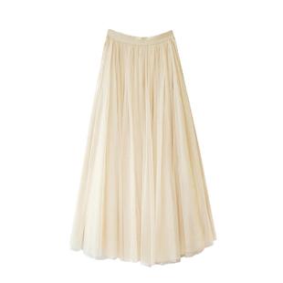 2025春秋季新款中长款A字百褶裙高腰蓬蓬纱裙半身裙子长裙女半裙