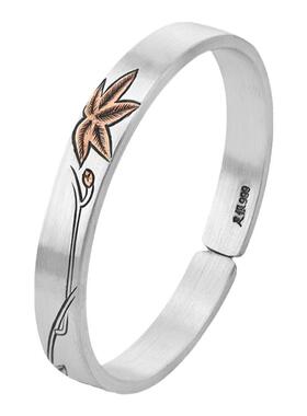 千锤佳艺枫叶足银手镯