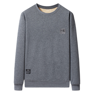 羊羔绒立领2024新款自发热潮奢爸爸中年超厚大码上衣外套长袖恤