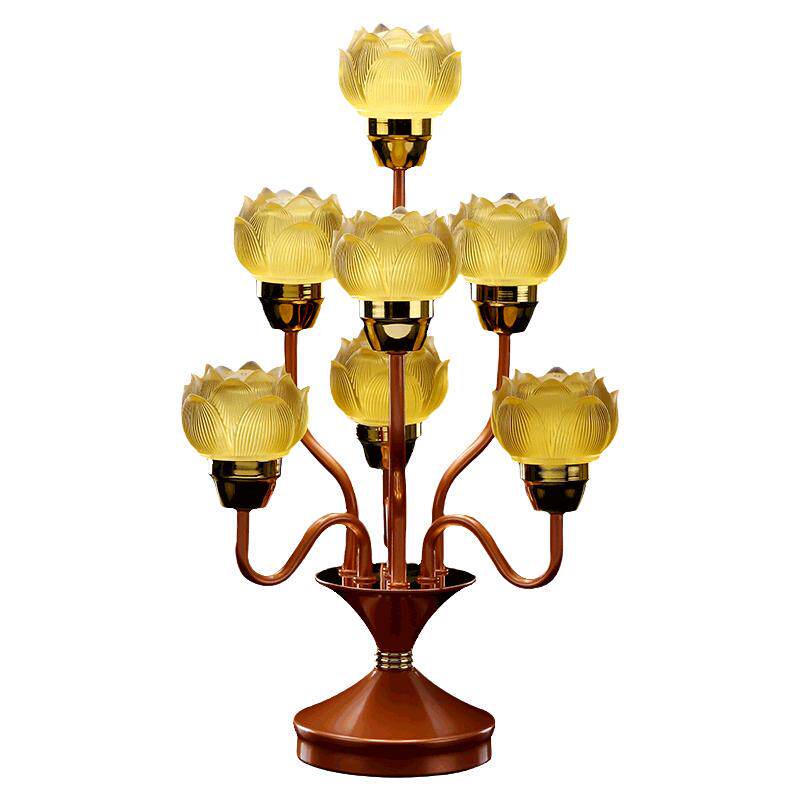 涛羽 七彩琉璃莲花电供灯佛灯led家用七星长明灯寺庙佛堂七品供灯