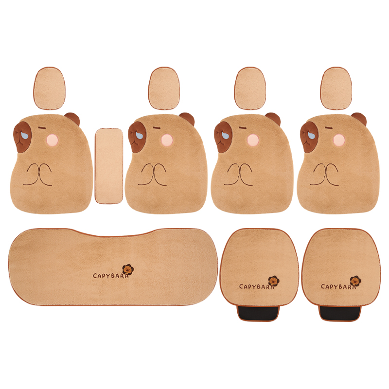 可爱卡皮巴拉汽车坐垫保暖加厚卡通女冬季单座座椅套车垫毛绒座垫