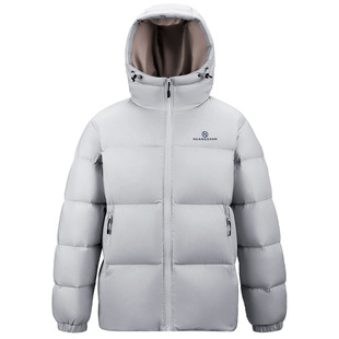 黄山联名骆驼羽绒服男女冬装抗静电保暖户外外套白鸭绒紫色面包服