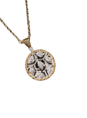 蕾丝蜂巢星芒宝石耳环Vintage镀18K金 弧形拉丝 铃铛锆石项链戒指