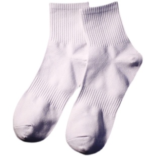 大宫先生 袜子男潮流中筒纯棉运动袜男生透气防臭吸汗纯色 白袜男
